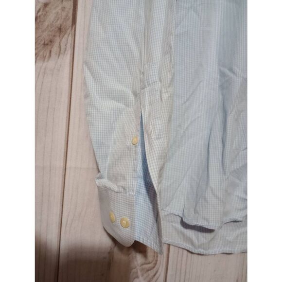 Barbour Shirt Men's Large Blue White Button Front Long Sleeve Preppy Gender Reve - Picture 4 of 9